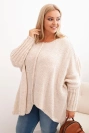 Damenpullover Plus Size aus Acryl mit lockerer Passform und 3/4-Ärmeln beige