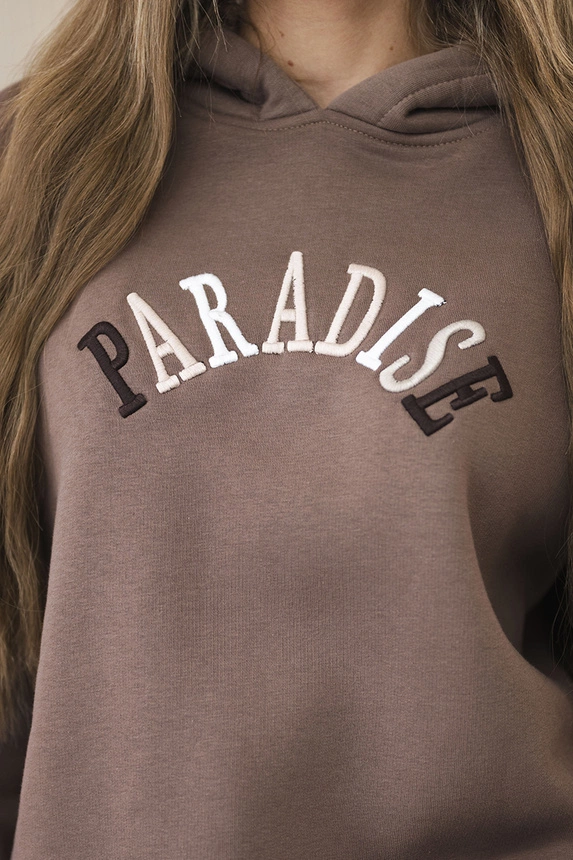 Bavlnená súprava s vyšívaným nápisom Paradise mocca