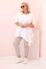 Damenbluse Plus Size aus Baumwolle mit Tasche und hochgerolltem Ärmel kiwi