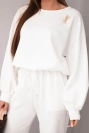 Damen-Set Butter Pullover mit Brosche und Hose mit gerader Beinform ecru