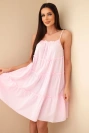 Women's cotton spaghetti-strap dress with ruffles candy pink
