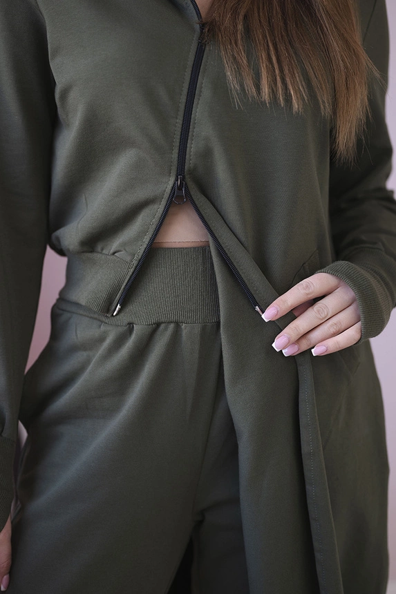 Set sweatshirt with longer side khaki