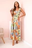 Women's cotton dress with gathering and floral pattern blue