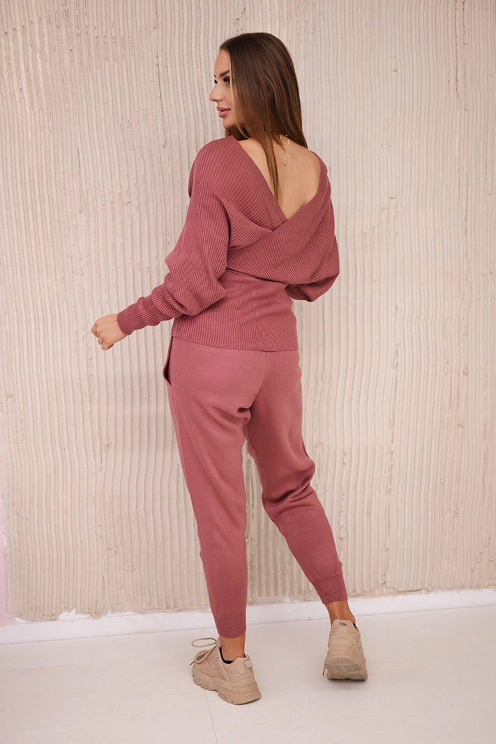 Sweater set two-piece dark pink