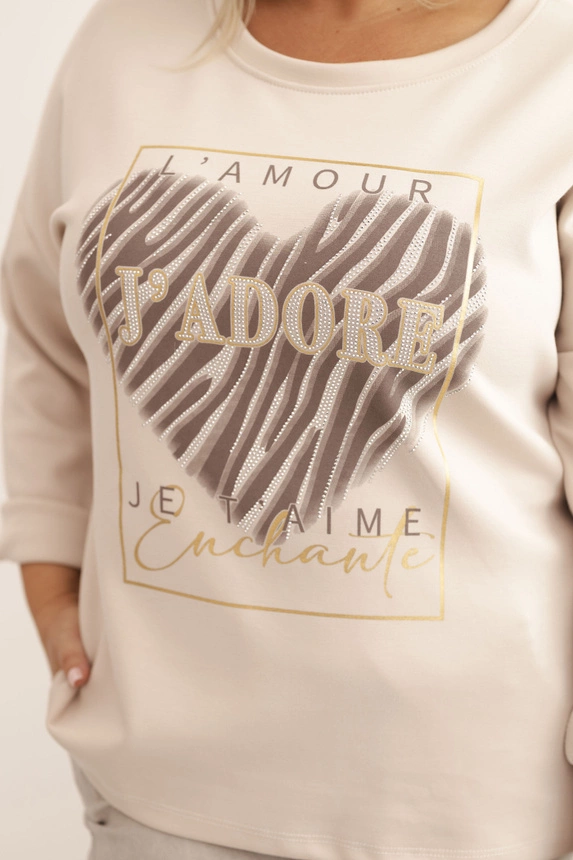 Dámska mikina Plus Size s kapucňou a potlačou, grafitová