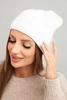 Women's winter hat made of wool with a classic ribbed weave K444 white