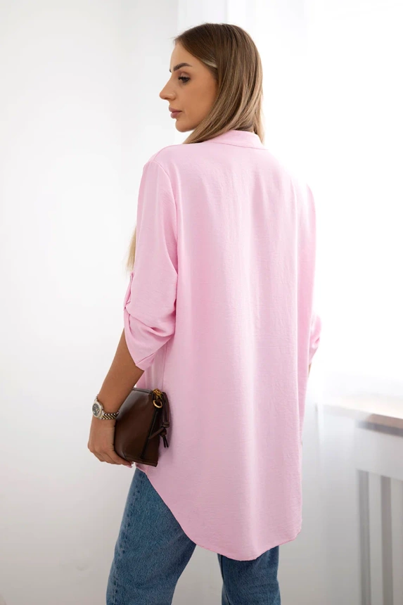 Bluse mit längerem Rücken Bonbon-Rosa