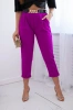Viscose trousers with decorative belt dark purple
