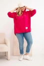 Dámska mikina Plus Size s kapucňou a potlačou fuksia