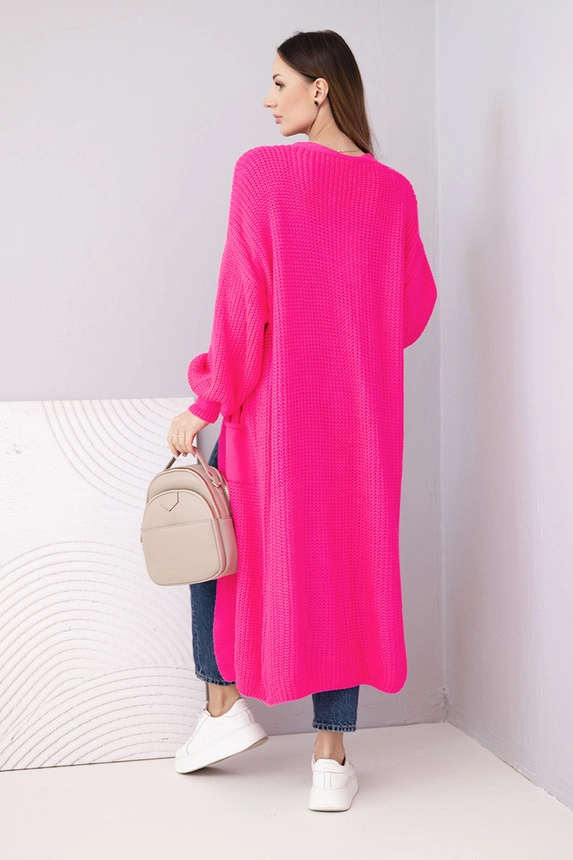 Pullover lange Strickjacke Neon-Pink
