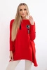 Oversize sweatshirt with asymmetrical sides red