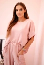 Viscose blouse + pants set dark powder pink