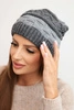 Women's winter wool cap with decorative weave K446 gray + graphite