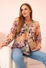 Women's viscose shirt with collar and floral pattern in powder pink