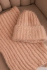 Women's set hat and long scarf made of soft yarn beige