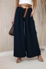 Wide-leg belted trousers navy blue