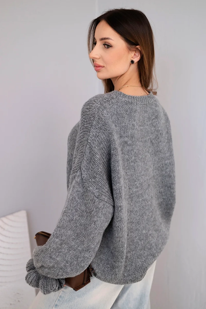 Damenpullover mit Mohair- und Wollanteil in lockerer Passform grau