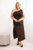 Sukienka damska Plus Size wieczorowa na jedno ramię brązowa