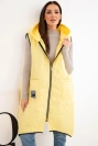 Plus Size women's quilted vest with a hood zipped yellow