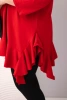 Bluzka damska Plus Size z bawełną z falbaną i rękawem podwijanym czerwona