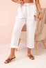Women's linen cotton pants with a belt white