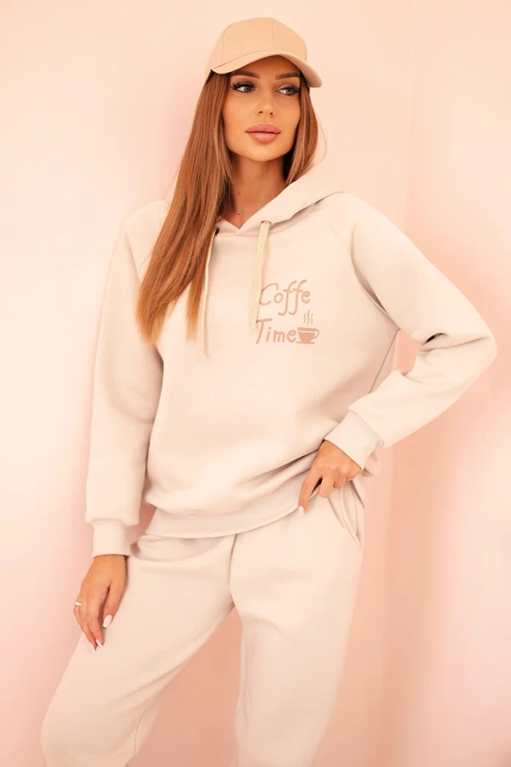 Damenanzug aus Baumwolle mit Druck gefüttert beige