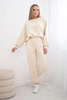 Baumwoll-Sweatshirt-Set mit längerem Rücken +  Hosen Hellbeige
