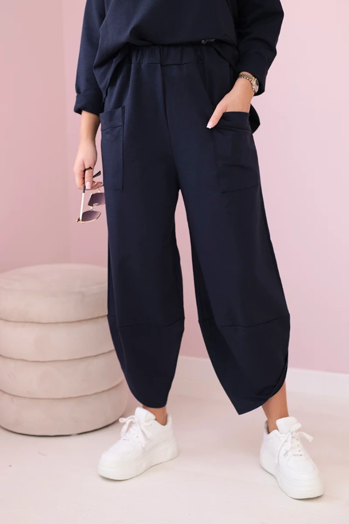 Cotton sweatshirt pants set navy blue