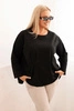 Dámská blůza Plus Size s bavlnou, kapsou a ohrnutým rukávem kiwi