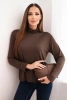 Women's viscose blouse with a turtleneck and long sleeves brown