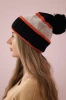 Women's cap Kinga K297 black + dark pink + beige