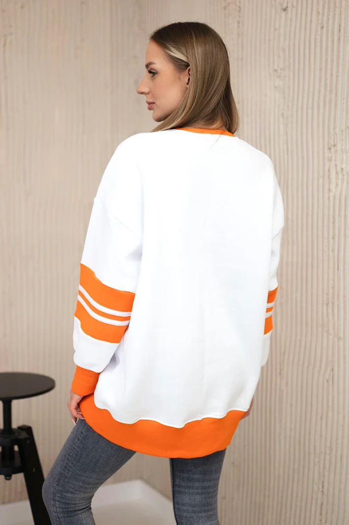 Malibu insulated sweatshirt white + orange