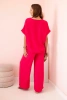 Damen-Set aus Viskose mit dekorativem Blumenmuster und weiten Hosen - fuchsia