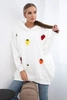 Insulated sweatshirt with strawberry motif ecru