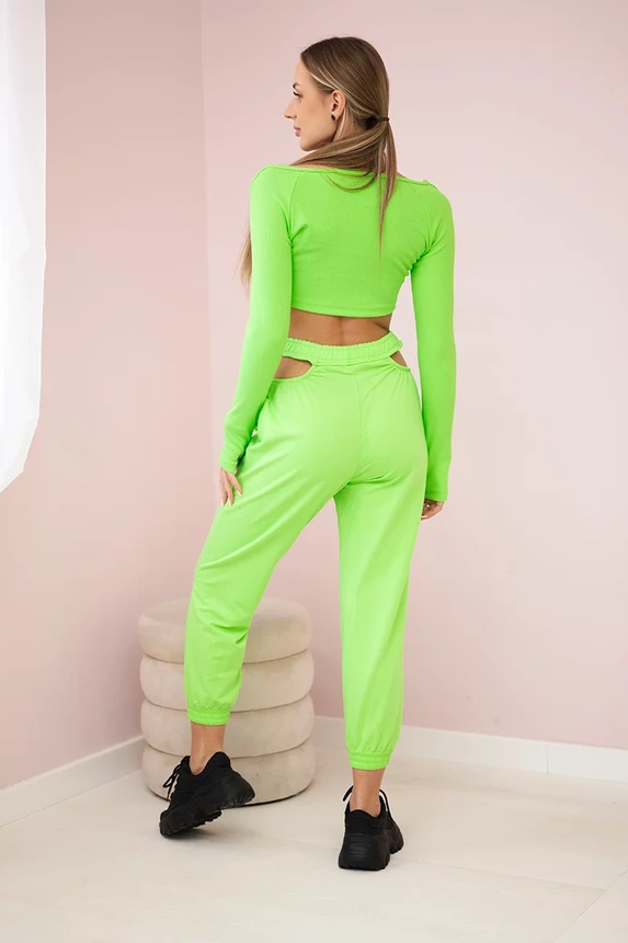 Set mit Blusentop grün neon