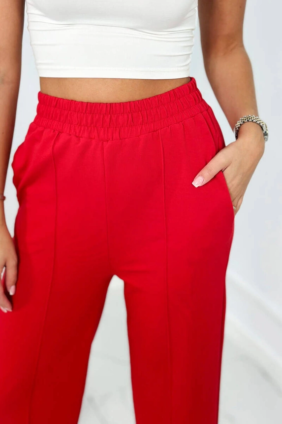 Cotton set Sweatshirt + Trousers with wide leg red