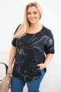 Women's cotton Plus Size blouse with short sleeve and pocket black