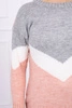 Sweater with geometric patterns gray+powdered pink