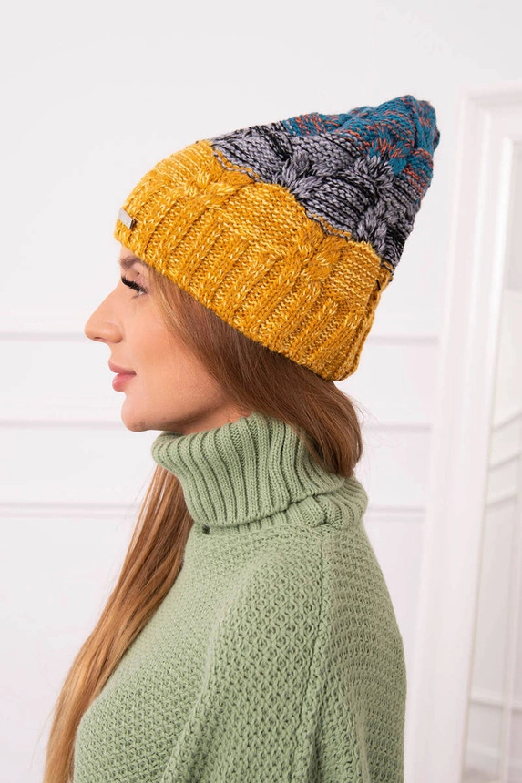 Cap with fleece Dolores K303 mustard+black+marine