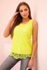 Damenbluse mit ärmelloser Spitze gelb neon