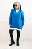 Bluza damska ocieplana Plus Size z kapturem i dekoltem w serek chabrowa