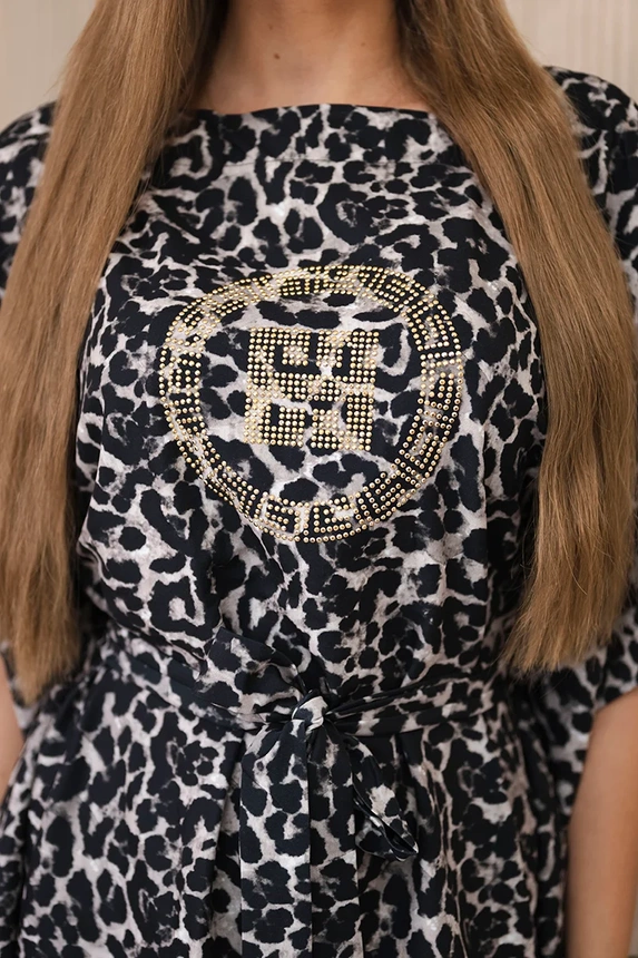 Šaty leopardieho netopiera sivá