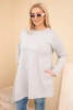 Plus Size women's dress made of viscose with a loose fit and long sleeves gray