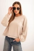 Damenpullover mit dekorativem Abschluss unten beige