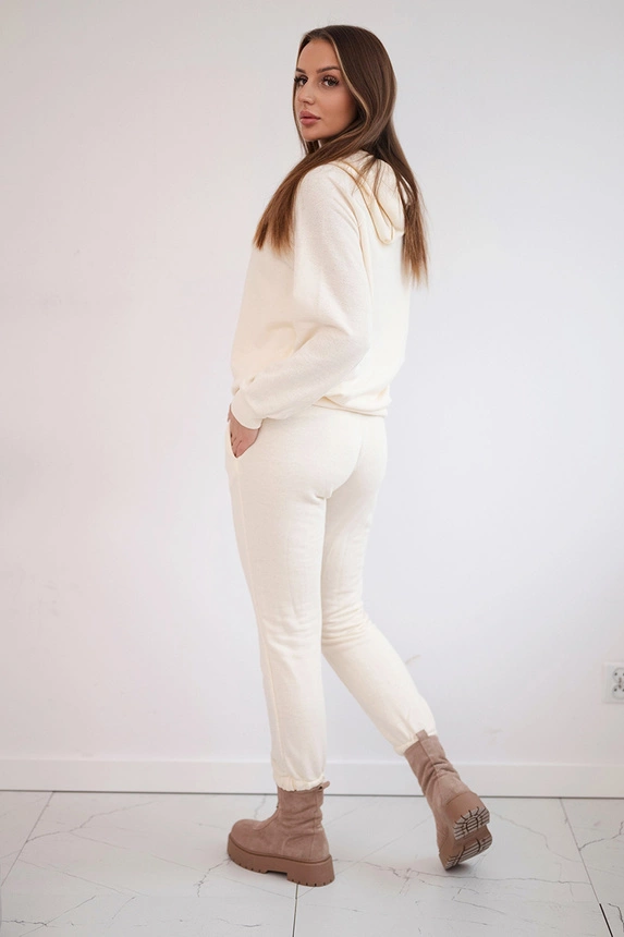 Sweatshirt set with a hood ecru