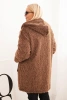 Women's Plus Size viscose coat with a zipper and a hood brown