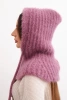 Women's hooded cap with a delicate weave and drawstrings purple
