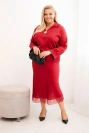 Komplet dámský Plus Size se saténovým leskem a krajkou bordový