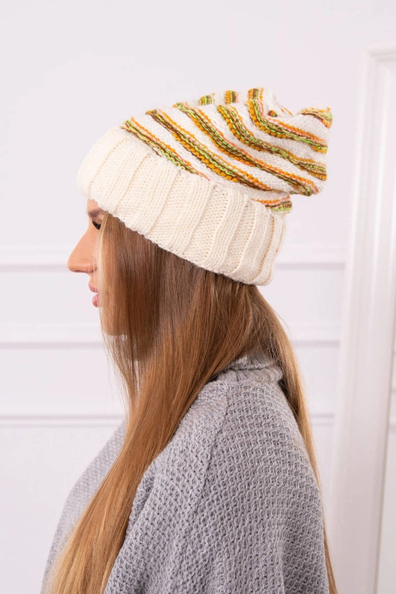 Dámská čepice Feba K330 ecru+green neon