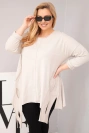 Damenbluse aus Baumwolle in Übergrößen mit asymmetrischem Saum und Auschnitten beige
